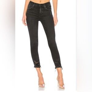 AGOLDE Sophie Black High-Rise Trendy Style Cropped Skinny Leg 5 Pocket Jeans 26